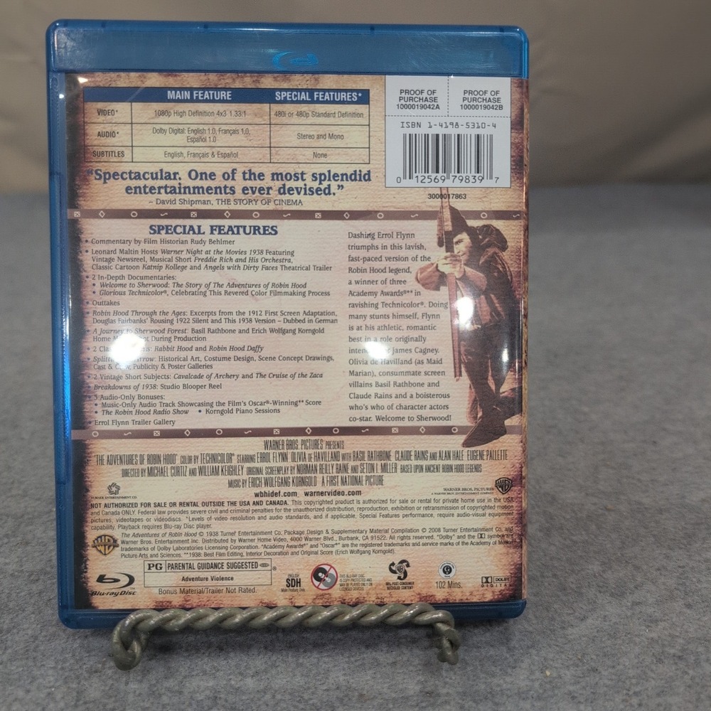 The Adventures of Robin Hood Blu-ray Errol Flynn Olivia de Havilland‎ 1938 Movie - Picture 2 of 2